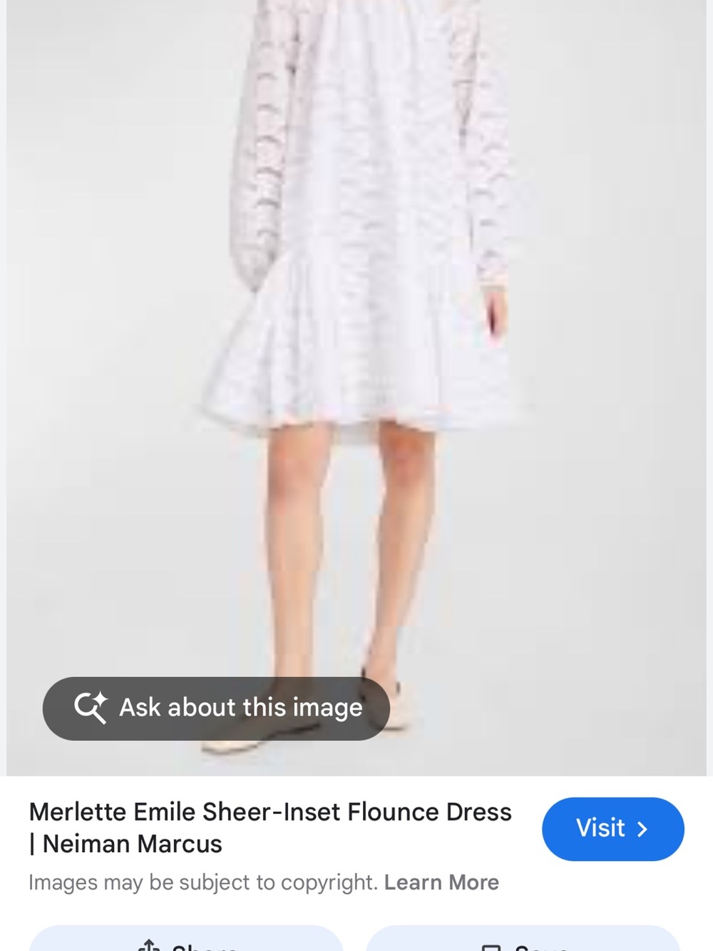 Merlette Emile Sheer-Inset Flounce Dress in White